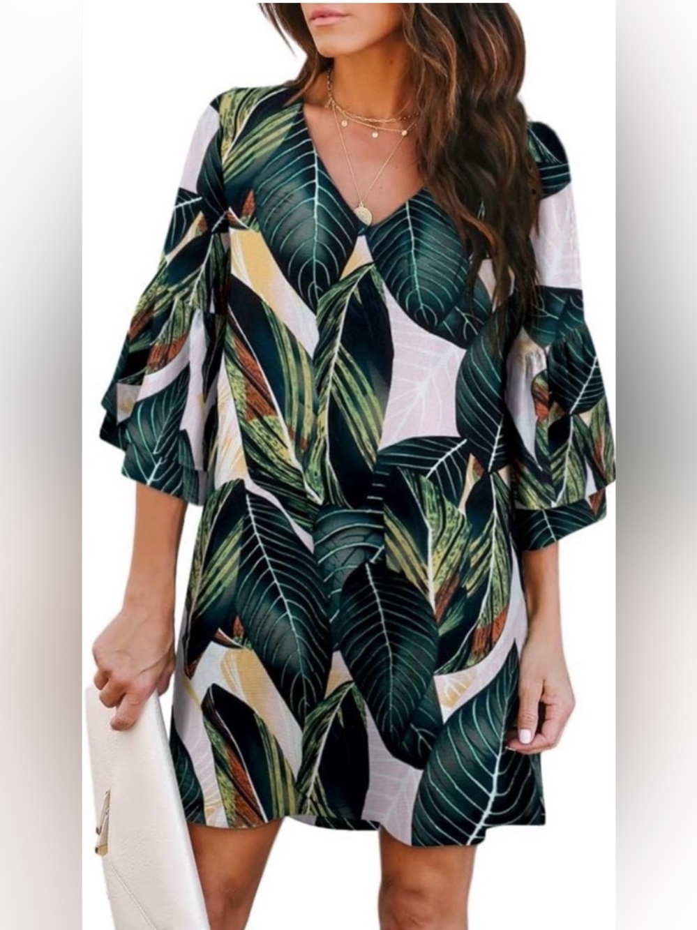 Plus size tropical leaf shift dress, 3X